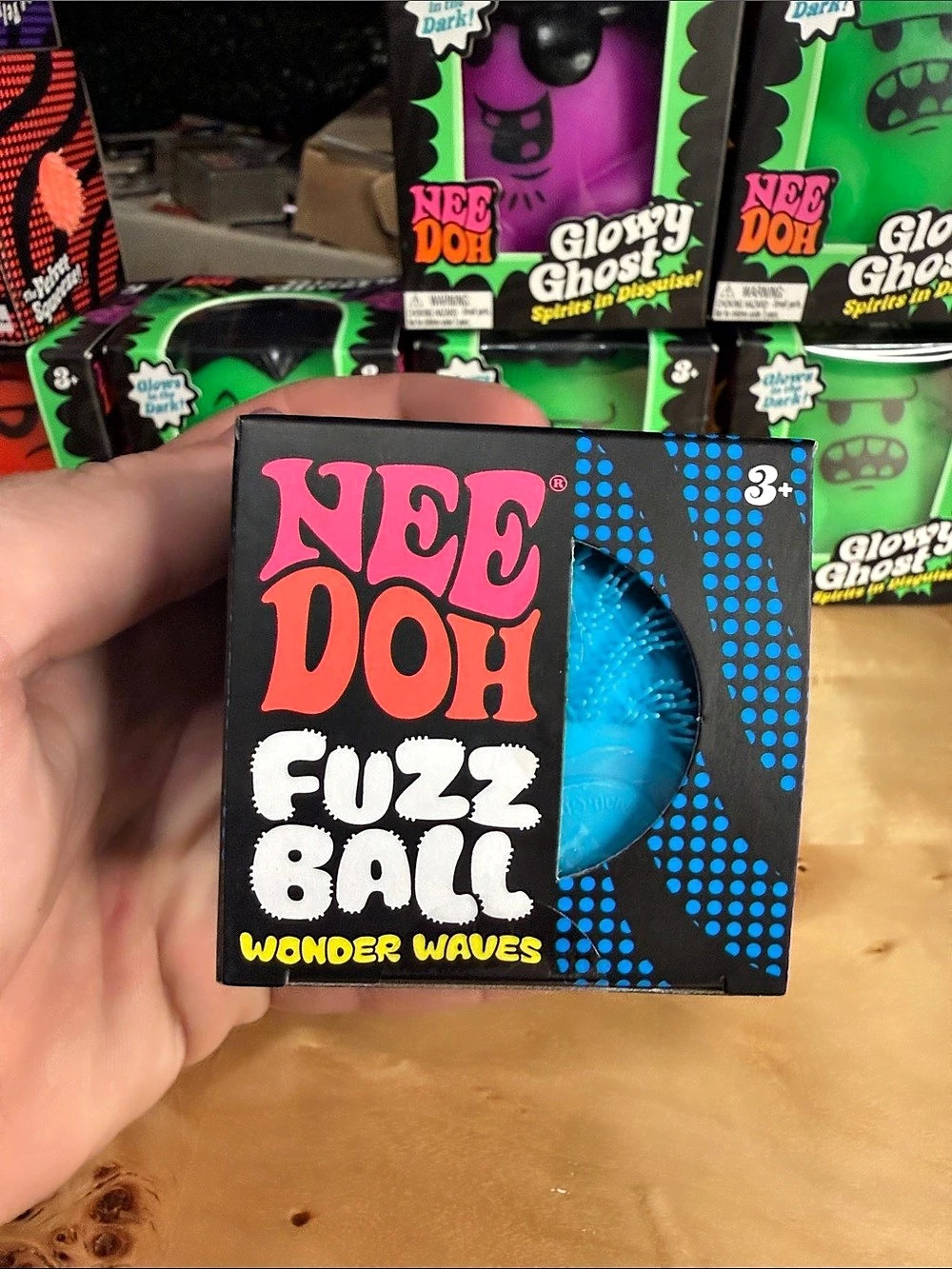 NeeDoh Fuzz Ball Sensory Toy Black & Blue NWT